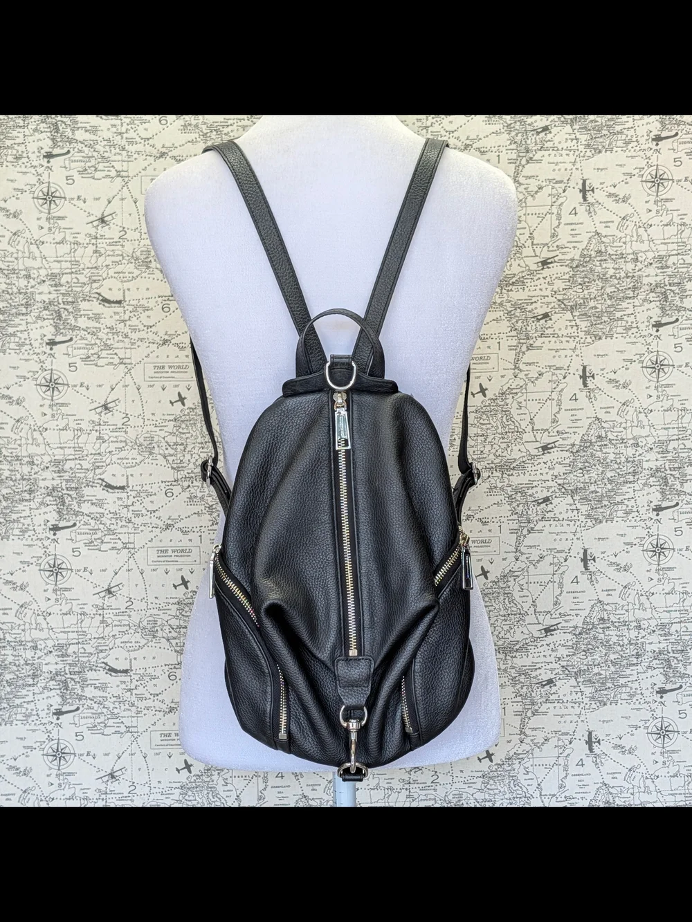 Rebecca Minkoff Julian Black Pebbled Leather Convertible Backpack Bag